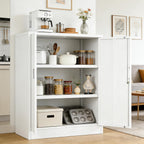 CJF Pantry Cabinet, Metal Pantry Storage Cabinets with Doors and 2 Adjustable Shelves, 36" H Locking Cabinet for Kitchen Storage, Home, Garage, Utility Room and Basement, White