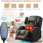 SAMERY Power Recliner Chair, Electric Wall Hugger Recliner Chair Reclining Sofa Home Theater Seating for Living Room with Massage & Heat, USB, LED Lights, Cup Holders, Side Pockets, Lumbar Pillow