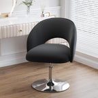 Furniliving Vanity Chair, Salon Chair Flexible Round-Back, 360° Accent Chair with Plated Frame Height Adjustable Swivel Chairs for Living Room, Bedroom, Lounge Pub Bar, Velvet, Black