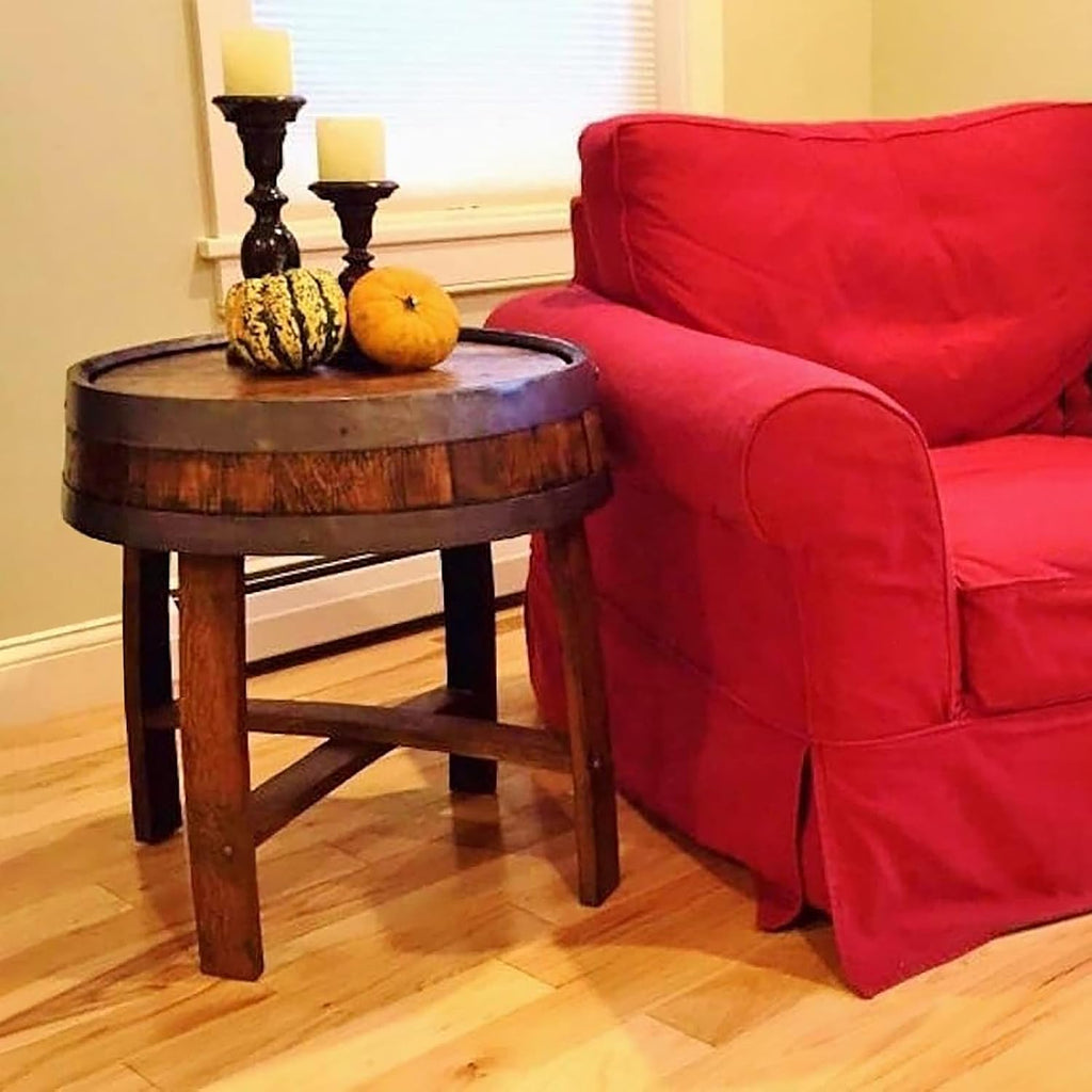 Handcrafted Oak Whiskey Barrel End Table, Coffee Table, Bourbon Table, Wine Barrel Furniture