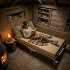 D&D Futon Furniture Tan Trifold Foam Beds, Shikibuton, Tatami Cushion Topper, Foldable Futon Pad, Twin 6x39x75