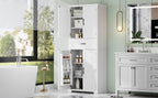 72 Inch Storage Cabinet, Tall Kitchen Pantry Cabinet with Slide Rails Drawer and Adjustable Shelf, Linen Storage Cabinet with Doors and Functional Storage Rack, for Bathroom or Kitchen, White