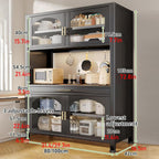 JKGHK Kitchen Pantry Cabinet Buffet with Drawer Storage, 72.8in Microwave Stand with 3 Adjustable Levels, Standing Bakers Racks with Glass Doors, for Dining Room(Black,100cm/39.3in)
