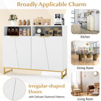 Giantex Buffet Cabinet with Storage, 40" Large Kitchen Sideboard with 4 Doors, 2 Compartments, Adjustable Shelves, Modern Accent Furniture for Living Room Entryway (White)
