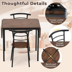 GOFLAME 3-Piece Drop Leaf Dining Table Set, Extendable Kitchen Breakfast Table with 2 Chairs, Space Saving Folding Dining Room Set for Home Kitchen, Apartment, Small Space, Rustic Brown