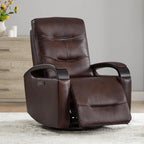 CHITA Genuine Leather Power Swivel Glider Rocker Recliner, Cognac Brown