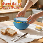 wheat straw bowls with lids set of 4, 40oz cereal bowls with covers,unbreakable salad container for lunch, dishwasher safe bowl sets for kitchen. Blue