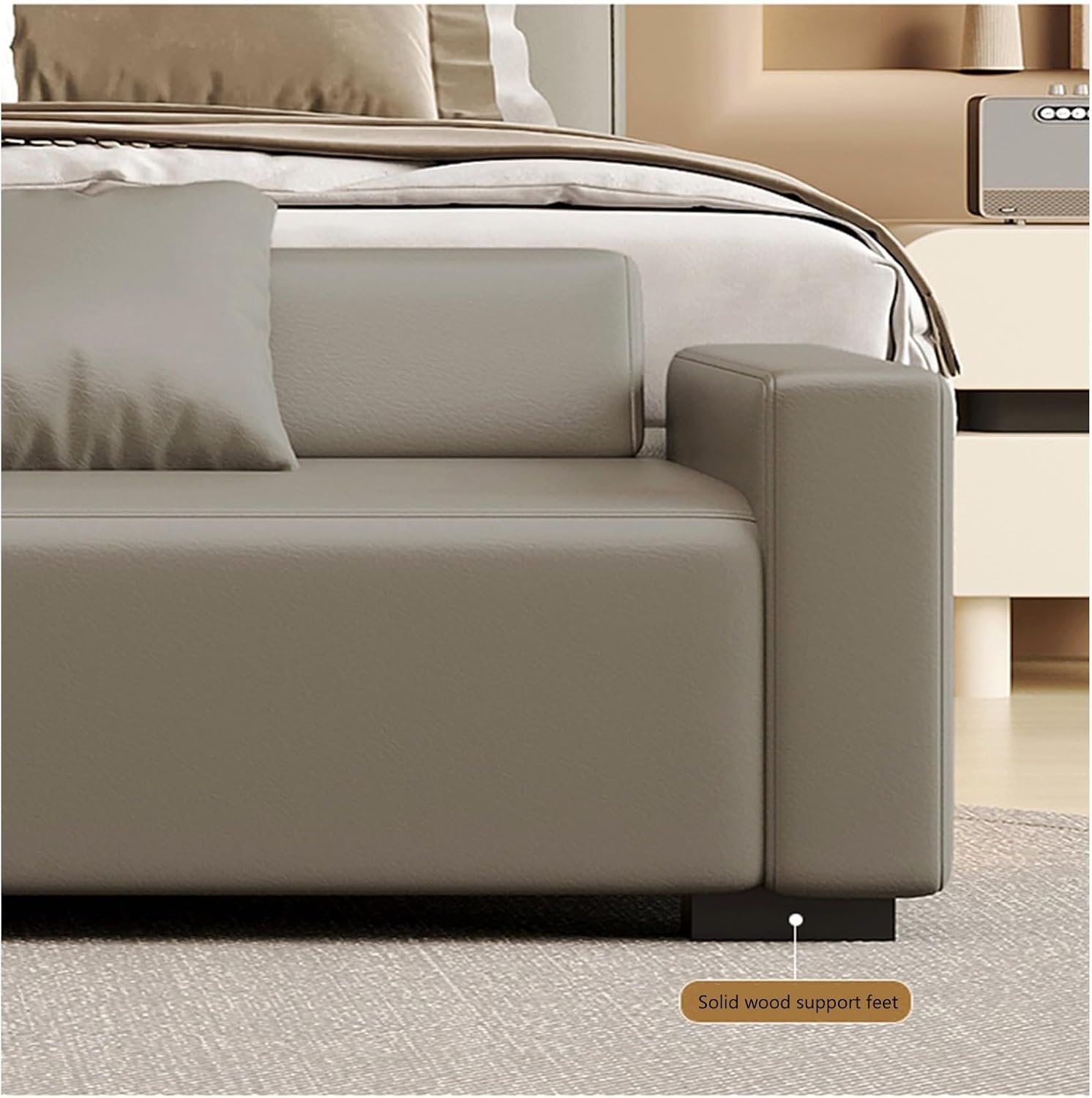 Modern End of Bed Bench for Bedroom, Entryway with Padded Seat & Solid Wood Legs for Living Room Dining Entryway(Beige,180 * 55 * 60cm)