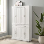 HomeStock Pantry Cabinets - 2 Piece Kitchen Storage Organizer - White Finish
