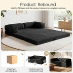 Erament Convertible Sofa Bed, Tri-Folding Mattress Queen Futon Couch Bed, Sleeper Couch Bed with Removable Armrests & Washable Cover for Guest Room, Living Room, Queen, Black