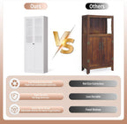 DSHADE 72" Tall Metal Kitchen Pantry Cabinet with Adjustable Shelves & Doors, Heavy-Duty Freestanding Storage Organizer, Tool-Free Assembly for Living Room, Bathroom, White