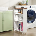 Tribesigns Slim Storage Cart, Rolling Narrow Kitchen Cart on Wheels for Small Place, 4-Tier Slide Out Slim Utility Cart Skinny Laundry Cart with Handle for Kitchen, Bathroom, Laundry