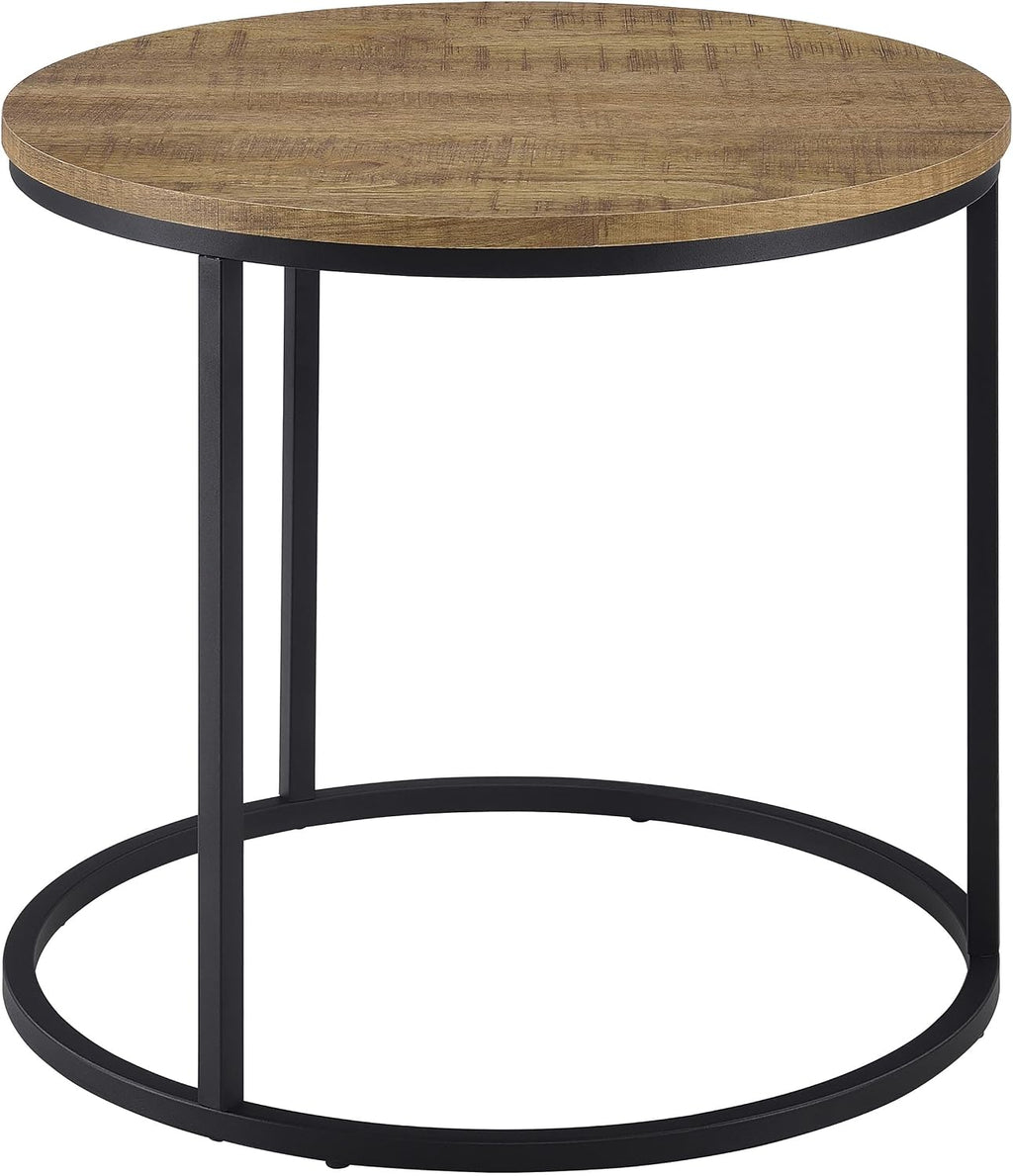 Coaster Home Furnishings - Lainey - Wood and Metal - End Table with Round Top, Open Metal Base and Rustic Style - Living Room - 23-Inch - Mango - 736037