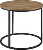 Coaster Home Furnishings - Lainey - Wood and Metal - End Table with Round Top, Open Metal Base and Rustic Style - Living Room - 23-Inch - Mango - 736037