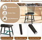 KOTEK Windsor Dining Chairs Set of 4, Wooden Kitchen Chairs with Spindle Back & Wide Seat, 400 LBS Weight Capacity, Armless Side Chairs for Dining Room, Living Room