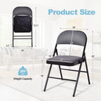 GOFLAME 6 Pack Folding Chairs, Fabric Dining Chair Set with Padded Seat & Metal Frame, Indoor Outdoor Upholstered Commercial Seat for Home Office Events Wedding Party, Grey & Black