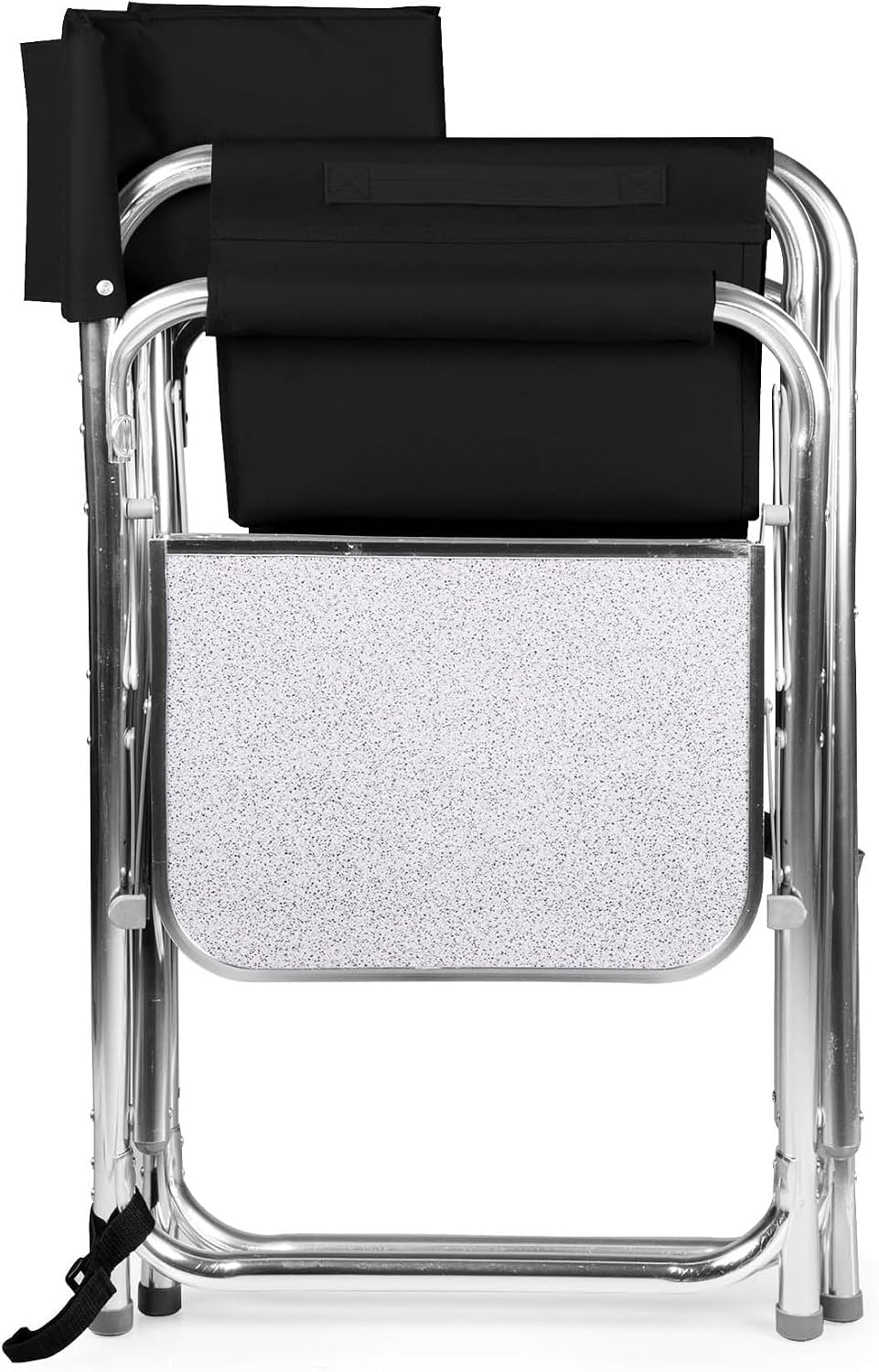 PICNIC TIME Sports Chair with Side Table and Armrest Caddy, Lightweight Aluminum Folding Outdoor Camping Chair for Adults, Portable Director Style Lawn Seating with Pockets & Carry Strap, (Black)