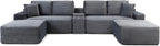125" Oversized Sectional Couches for Living Room, Modern Cloud Couch with Ottoman,USB Port&Cup Holders, Comfy Corduroy Modular Sectional U Shape Sofa Couch for Apartment, Grey Couch in a Box