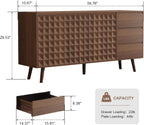 60" Buffet Cabinet with Storage, Sideboard Buffet Cabinet with 3 Drawers and 2 Doors, Mid Century Modern Coffee Bar Cabinet/TV Stand with Adjustable Shelves, Dark Brown