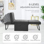 BIGSYY Sofa Bed, Set of 4 in 1 Multi-Function Folding Ottoman Breathable Linen Couch Bed with Adjustable Backrest Modern Convertible Chair for Living Room Apartment Office, Dark Grey