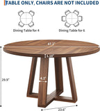 Garvee 47" Round Dining Table, Walnut Brown | For 4-6 People, Modern Circle Design, Wooden Cross Pedestal Base, For Living Room, Kitchen