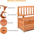 Outdoor Cedar Wood Storage Bench with Backrest and Armrests | 44.09 x 22.83 x 33.07 Inch, 440 lbs Capacity