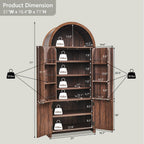 IFGET 71" Tall Arched Kitchen Pantry, Modern Fluted Storage Cabinet, Brown | Wooden Pantry Cabinet with Doors, 3 Adjustable Shelves, 6 Door Shelves, Organizer, Versatile Cupboard for Kitchen, Bathroom