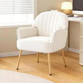 Velvet Accent Chair, Modern Upholstered Single Living Room Chairs with Tufted Back, Cozy Sofa Side Armchair with Metal Legs for Bedroom/Office/Reading Room, Beige
