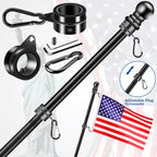 1" Black Flag Pole Rings, 2 Pcs Anti Wrap Aluminum Alloy Flag Pole Clip Swivels, 360° Rotating Flagpole Flag Mounting Ring Clips, Spinning Flag Pole Kit for 0.75-1.02" Diameter (1 Inch, Black)