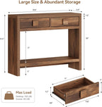 ONBRILL 40 Inch Narrow Console Table with Drawers and Open Shelves