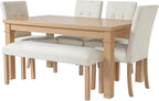 Merax 6-Piece Dining Set, Rectangle Kitchen Table with 4 Upholstered Chairs & Bench, Ideal for Dining Room and Living Room, Natural