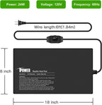 iPower 8 by 18-Inch 24 Watts Reptile Heating Mat with Temperature Controller Under Tank Warmer Terrarium Heat Pad for Reptiles and Amphibians, Black