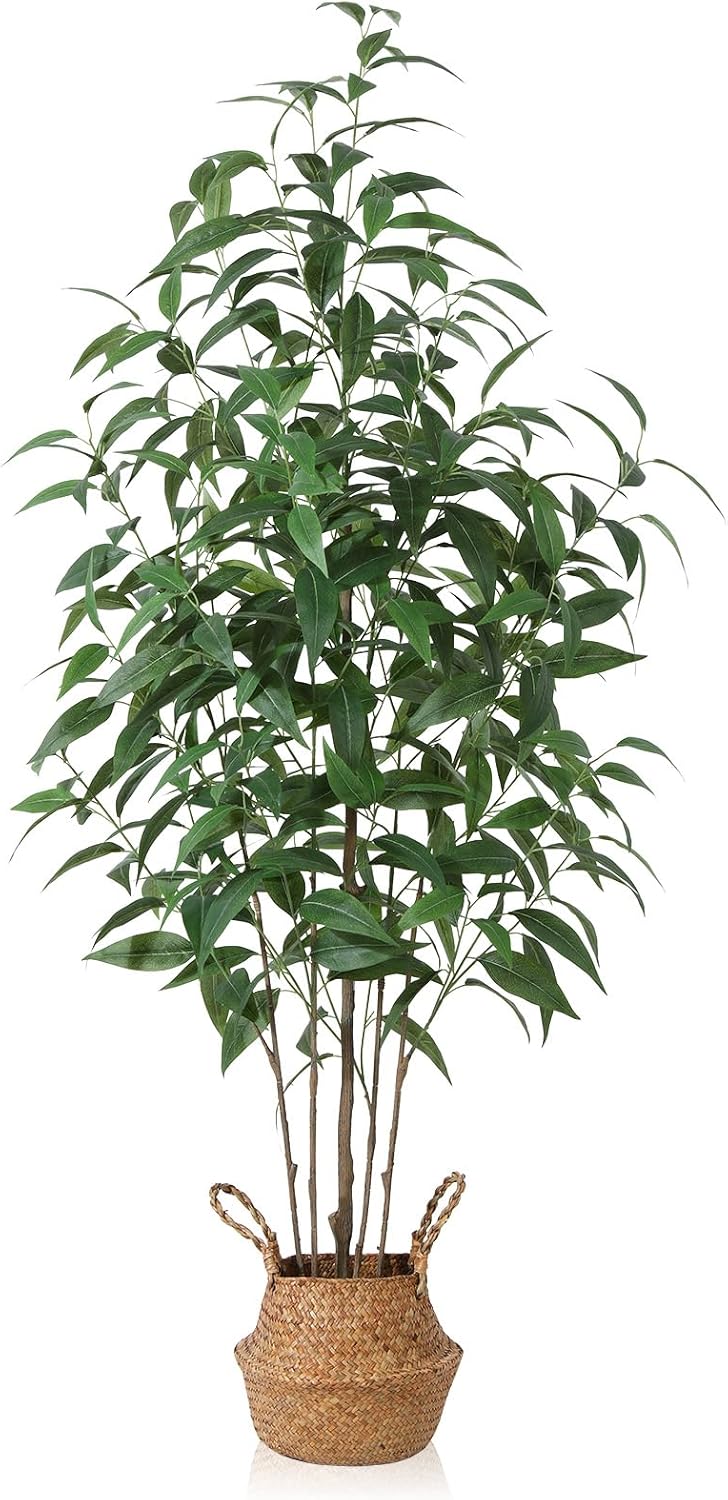 Artificial Eucalyptus Tree,5Ft Tree Fake Plant in Pot for Home and Office Decor,Potted Faux Plants Tall Artificial Trees for Indoor