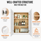 30" W x 30" H x 12" D Kitchen Wall Cabinet, White Shaker RTA Double Door Hanging Storage with Soft Close Hinges, Premium HDF & Plywood Built-in Cabinetry for Laundry Room, Bathroom & Pantry
