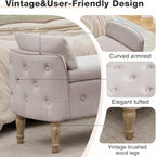 67'' King Size Storage Bench for Bedroom End of Bed,Linen Bedroom Bench for Foot of Bed King,Storage Bench with Arched Arms and 2 Cushion for Living Room Entryway Window,Khaki