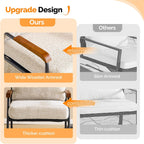 VINGLI Mid-Century Modern Accent Armchiar for Small Space, Small Comfy Upholstered Leisure Reading Chair with Wood Armrest for Bedroom, Living Room, Waiting Room, Linen Beige