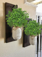 Artificial 5Pcs Faux Seeded Eucalyptus Leaves Stems Fake Plants Sharp UV Resistant Faux Plastic Boxwood for Kitchen Office Garden Porch Farmhouse Window Box Home Decor