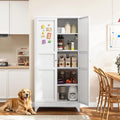 Yizosh Metal Pantry Cabinet, 75" Kitchen Pantry with 2 Door and 4 Adjustable Shelves,White Metal Pantry Storage Cabinet,Cupboard for Kitchen,Dining Room,Living Room and Bathroom