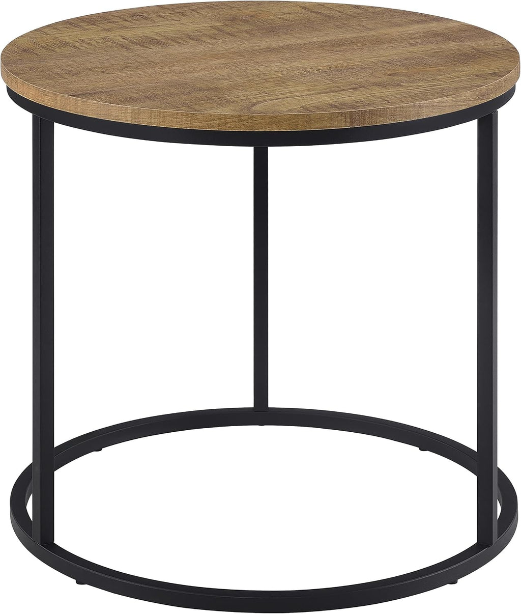 Coaster Home Furnishings - Lainey - Wood and Metal - End Table with Round Top, Open Metal Base and Rustic Style - Living Room - 23-Inch - Mango - 736037