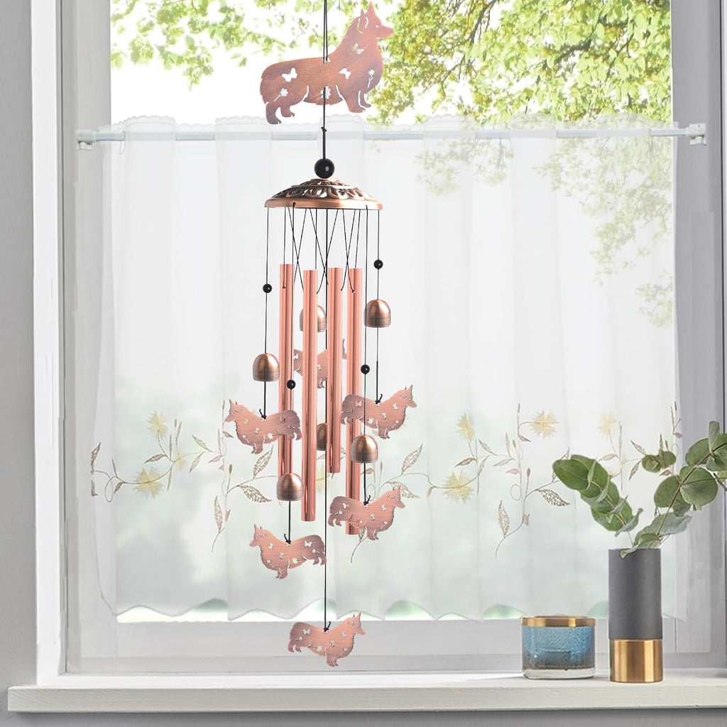 Dachshund Wind Chimes - Handcrafted Brass Unique Outdoor Musical Decor for Garden,Patio & Nursery, Memorial Day Gifts for Mom/Wife/Daughter, Whimsical Yard Decorations with Soothing Tones