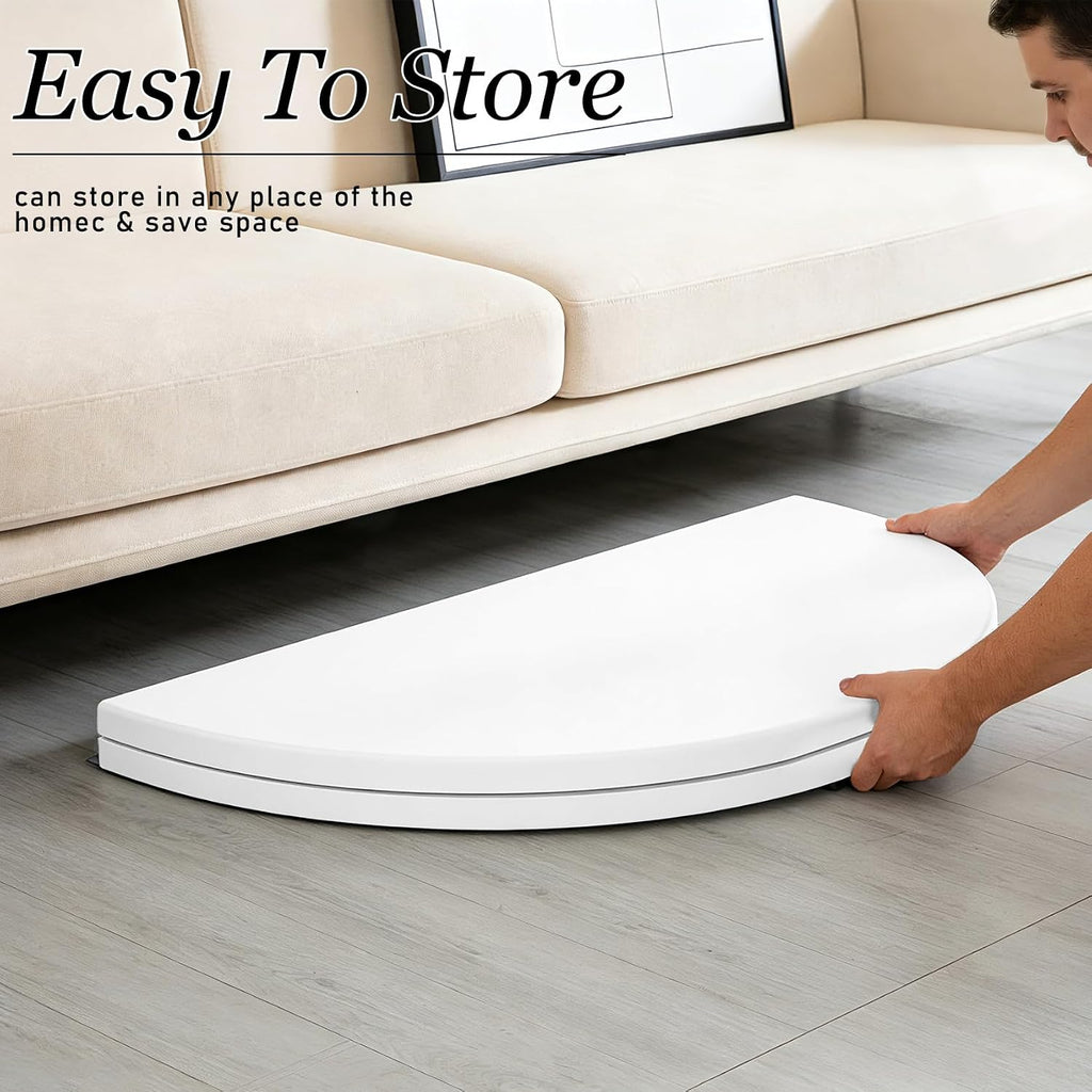 HAISIWLKJ 4FT Round Folding Table White Fold-in-Half with Carrying Handle Portable Plastic Table for Outdoor or Indoor Events,Dining,Wedding, Camping,Party Table