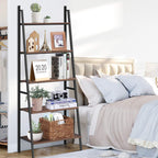 Tangkula Ladder Shelf (Set of 2), 5 Tier Industrial Bookcase, Multifunctional Display Bookshelf, Wooden Look Plant Flower Stand with Metal Frame, Decor Furniture for Home Office