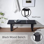 55" Black Wood Entryway Bench, Industrial End of Bed Bench for Bedroom, Wooden Dining Bench with Black Metal Frame, Long Bench Ottoman Bench for Living Room Foyer Indoor Hallway