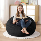 Homguava 2FT Bean Bag Chair,2' Bean Bags with Handle,Small Beanbag Chair | Comfy Beanbag with Memory Foam Filled,Teardrop Bean Bag Sofa with Washable Velvet Cover for Bedroom,Living Room-Jet Black
