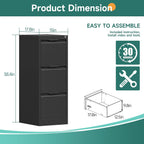 3 Drawer Metal Vertical File Cabinet with Lock for Home Office | 17.8"D x 15"W x 38.4"H,Small Under Desk Cabinet,Adjustable Hanging Bar,Fits 4A/Legal/Letter Size File,Easy Assembly,Black