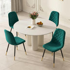 Velvet Green Dining Chairs Set of 4 - Upholstered Kitchen & Dining Room Chairs with Metal Legs, Mid-Century Modern Chairs for Living Room Dining Room Kitchen Bedroom
