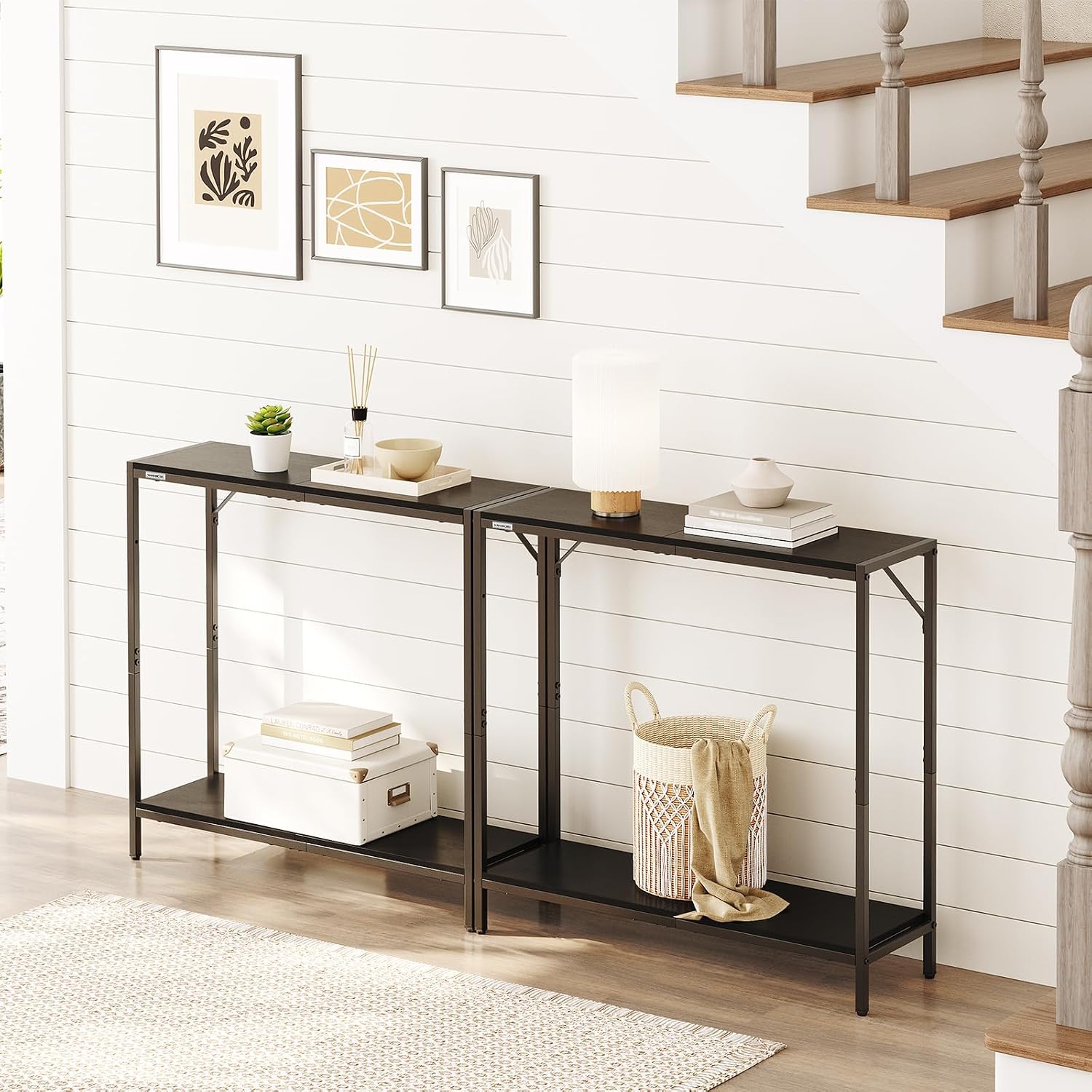 MAHANCRIS 30" Narrow Console Table, 2-Tier Small Entryway Table with Shelf, Thin Sofa Table with Shelves, Behind Couch Table for Living Room, Hallway, Foyer, Corridor, Office, Black CTHB27601