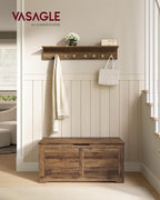VASAGLE Storage Chest, 39.4 Inches Width Bench with 2 Safety Hinges | Farmhouse Style, for Entryway, Bedroom, Living Room, Honey Brown, SOFIE Collection ULSB061K01