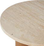 Deco 79 Wood Side End Accent Table End Table with Beige Round Marble Tabletop, Side Table 18" x 18" x 20", Brown