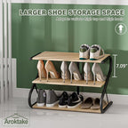 Shoe Rack, Z-Frame Wooden 3-Tier Shelf with Durable Metal Shelves, Shoe Organizer for High Heels, Hallway, Living Room, Closet, Bedroom (Natural Wood)
